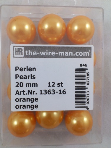 Perlen orange 20 mm. 12 st.